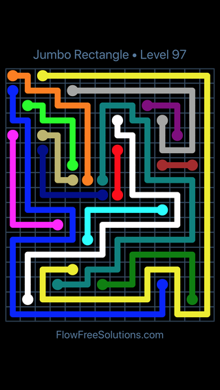 Solution and Answer to the Puzzle for Flow Free Jumbo Rectangle Level 97