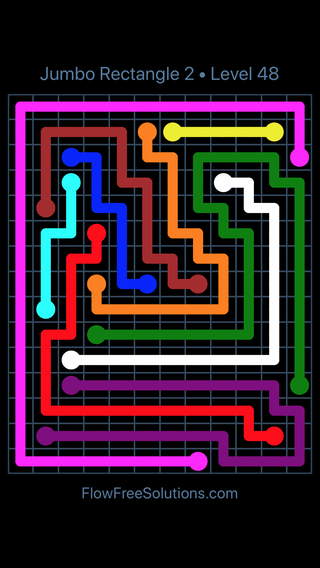Solution and Answer to the Puzzle for Flow Free Jumbo Rectangle 2 Level 48