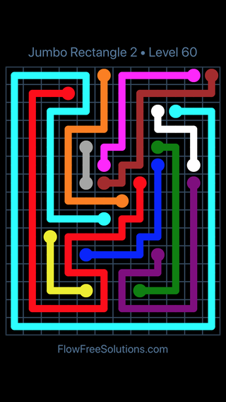 Solution and Answer to the Puzzle for Flow Free Jumbo Rectangle 2 Level 60