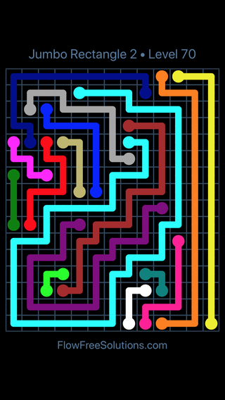 Solution and Answer to the Puzzle for Flow Free Jumbo Rectangle 2 Level 70
