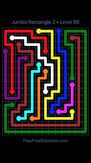 Solution and Answer to the Puzzle for Flow Free Jumbo Rectangle 2 Level 86