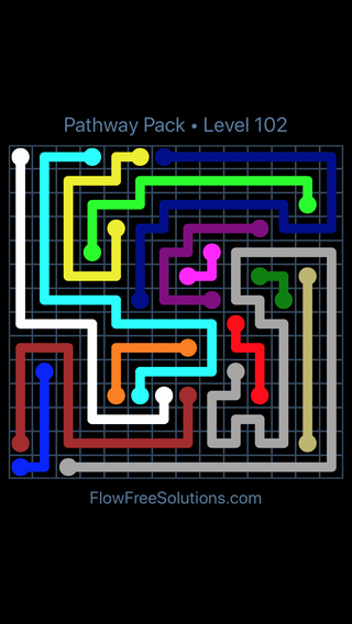 Solution and Answer to the Puzzle for Flow Free Pathway Pack Level 102