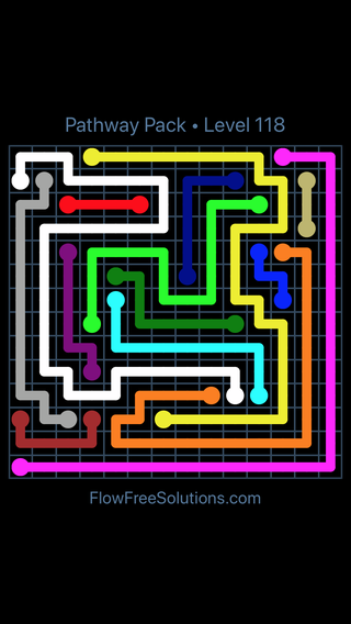Solution and Answer to the Puzzle for Flow Free Pathway Pack Level 118
