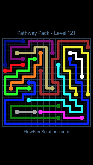 Solution and Answer to the Puzzle for Flow Free Pathway Pack Level 121