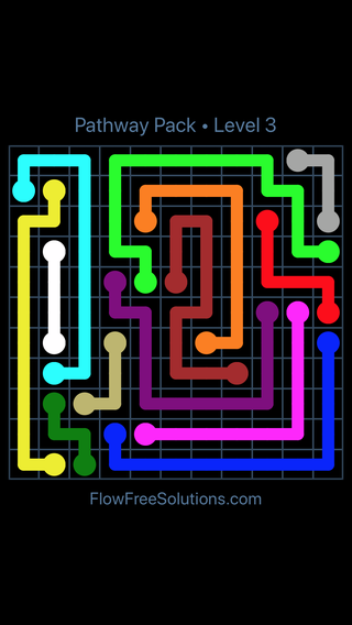 Solution and Answer to the Puzzle for Flow Free Pathway Pack Level 3