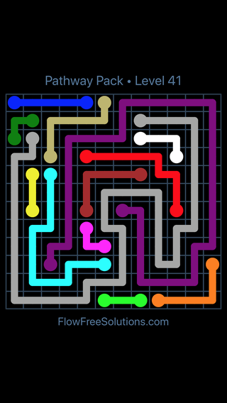 Solution and Answer to the Puzzle for Flow Free Pathway Pack Level 41