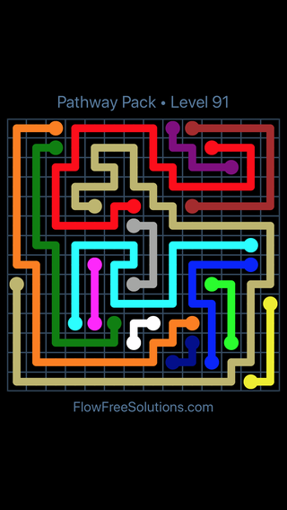 Solution and Answer to the Puzzle for Flow Free Pathway Pack Level 91