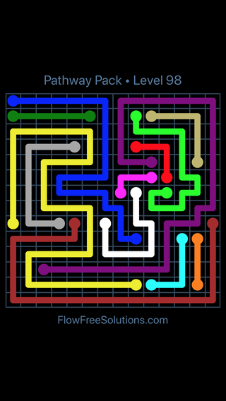 Solution and Answer to the Puzzle for Flow Free Pathway Pack Level 98