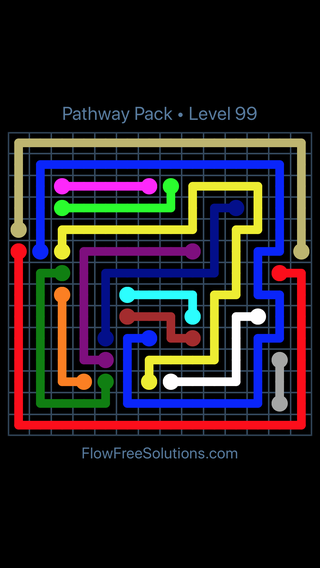 Solution and Answer to the Puzzle for Flow Free Pathway Pack Level 99
