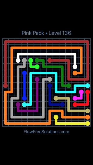 Solution and Answer to the Puzzle for Flow Free Pink Pack Level 16