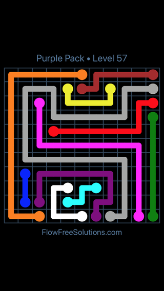 Solution and Answer to the Puzzle for Flow Free Purple Pack Level 27