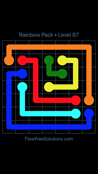 Solution and Answer to the Puzzle for Flow Free Rainbow Pack Level 87