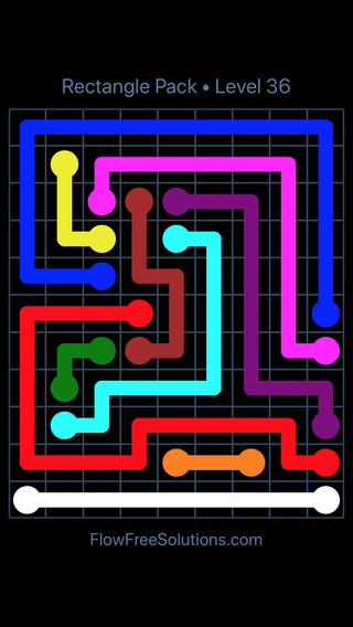 Solution and Answer to the Puzzle for Flow Free Rectangle Pack Level 36