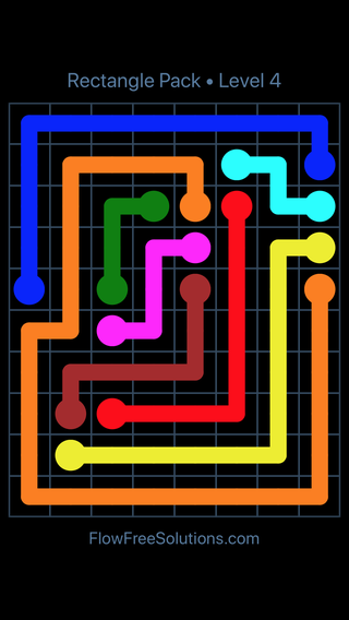 Solution and Answer to the Puzzle for Flow Free Rectangle Pack Level 4