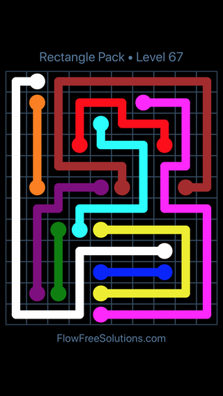 Solution and Answer to the Puzzle for Flow Free Rectangle Pack Level 67