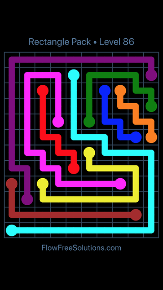 Solution and Answer to the Puzzle for Flow Free Rectangle Pack Level 86