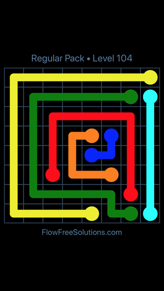 Solution and Answer to the Puzzle for Flow Free Regular Pack Level 14