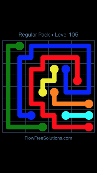 Solution and Answer to the Puzzle for Flow Free Regular Pack Level 15