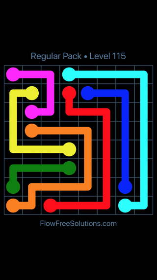 Solution and Answer to the Puzzle for Flow Free Regular Pack Level 25