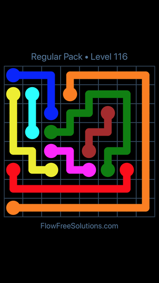 Solution and Answer to the Puzzle for Flow Free Regular Pack Level 26
