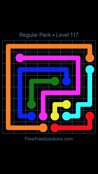 Solution and Answer to the Puzzle for Flow Free Regular Pack Level 27