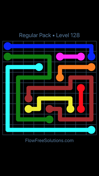Solution and Answer to the Puzzle for Flow Free Regular Pack Level 8