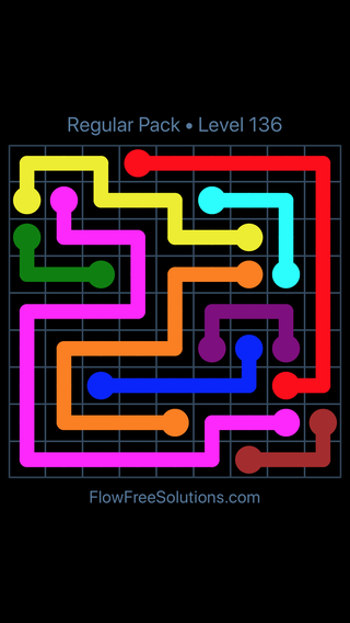 Solution and Answer to the Puzzle for Flow Free Regular Pack Level 16