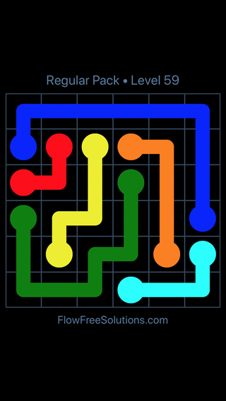 Solution and Answer to the Puzzle for Flow Free Regular Pack Level 29