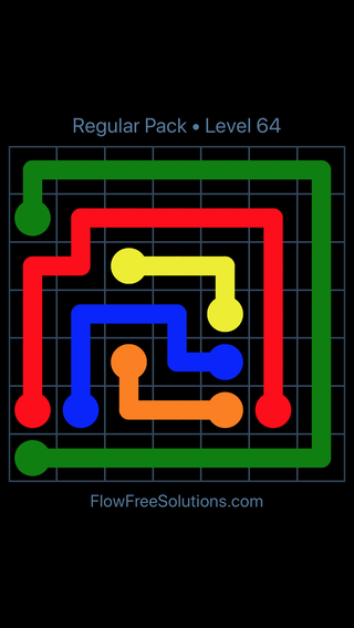 Solution and Answer to the Puzzle for Flow Free Regular Pack Level 4