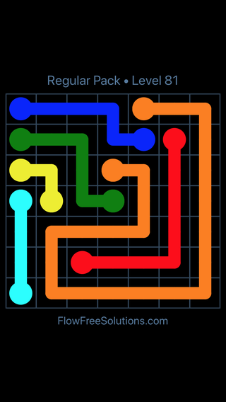 Solution and Answer to the Puzzle for Flow Free Regular Pack Level 21