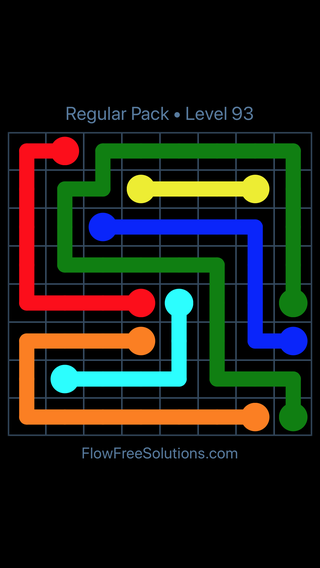 Solution and Answer to the Puzzle for Flow Free Regular Pack Level 3