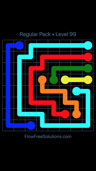 Solution and Answer to the Puzzle for Flow Free Regular Pack Level 9