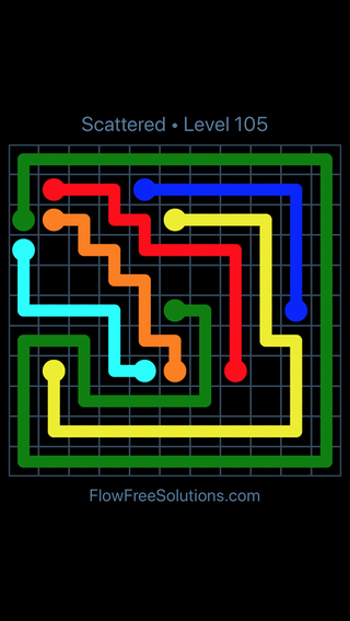 Solution and Answer to the Puzzle for Flow Free Scattered Pack Level 105
