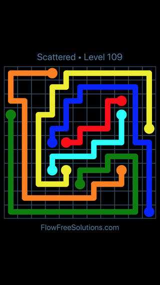 Solution and Answer to the Puzzle for Flow Free Scattered Pack Level 109