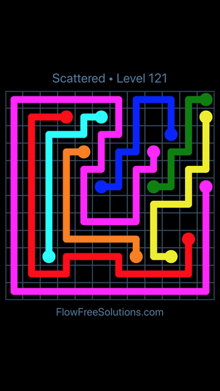Solution and Answer to the Puzzle for Flow Free Scattered Pack Level 121