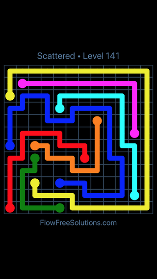 Solution and Answer to the Puzzle for Flow Free Scattered Pack Level 141