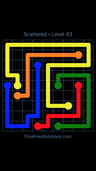 Solution and Answer to the Puzzle for Flow Free Scattered Pack Level 43
