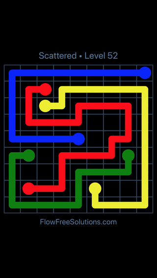 Solution and Answer to the Puzzle for Flow Free Scattered Pack Level 52