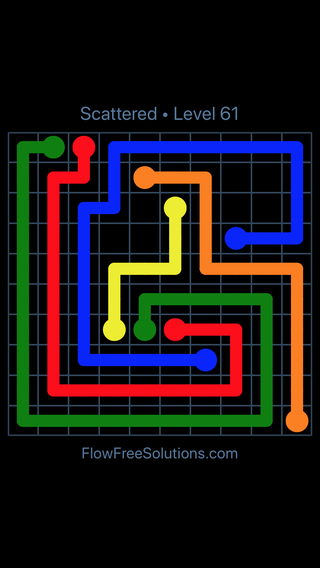 Solution and Answer to the Puzzle for Flow Free Scattered Pack Level 61