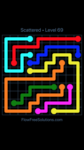 Solution and Answer to the Puzzle for Flow Free Scattered Pack Level 69