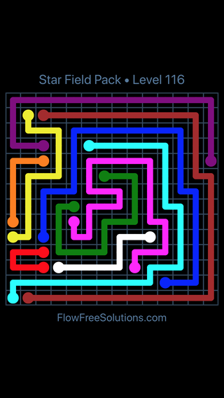 Solution and Answer to the Puzzle for Flow Free Star Field Pack Level 116