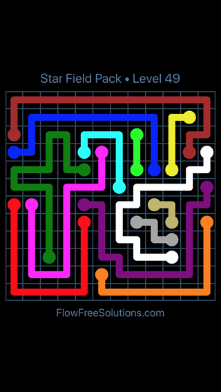 Solution and Answer to the Puzzle for Flow Free Star Field Pack Level 49