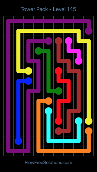 Solution and Answer to the Puzzle for Flow Free Tower Pack Level 145