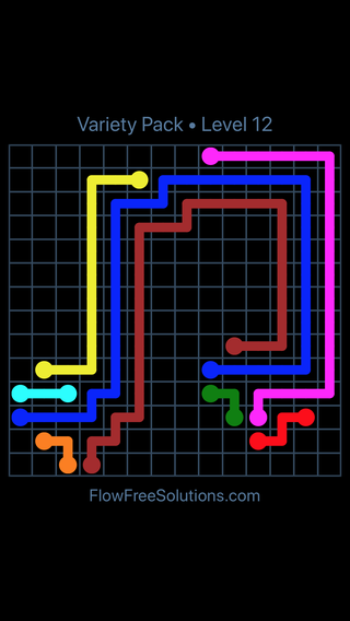 Solution and Answer to the Puzzle for Flow Free Variety Pack Level 12