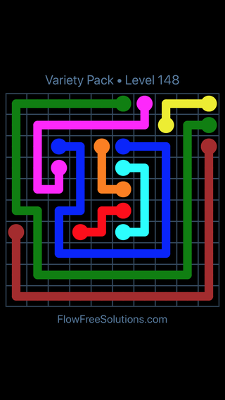 Solution and Answer to the Puzzle for Flow Free Variety Pack Level 148