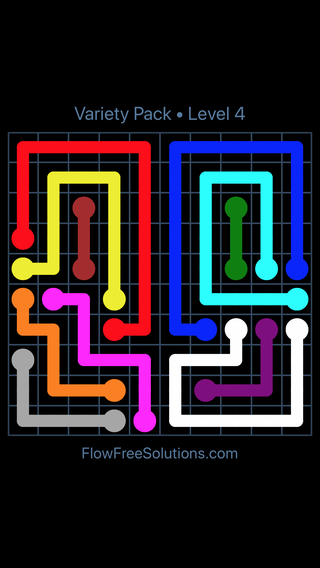 Solution and Answer to the Puzzle for Flow Free Variety Pack Level 4