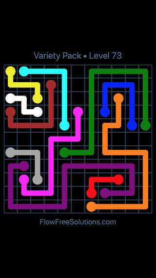 Solution and Answer to the Puzzle for Flow Free Variety Pack Level 73