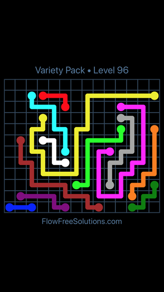 Solution and Answer to the Puzzle for Flow Free Variety Pack Level 96