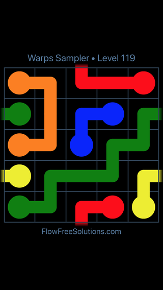 Solution and Answer to the Puzzle for Flow Free Warps Sampler Level 119