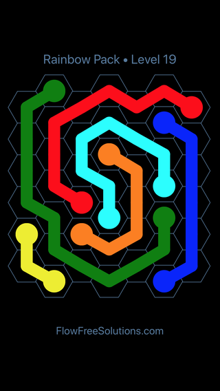 Solution and Answer to the Puzzle for Hexes Rainbow Pack Level 19